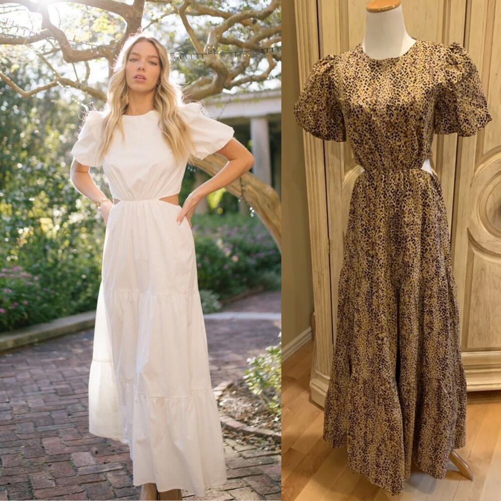 WAYF Plaza Cut Out Maxi Dress Animal Print